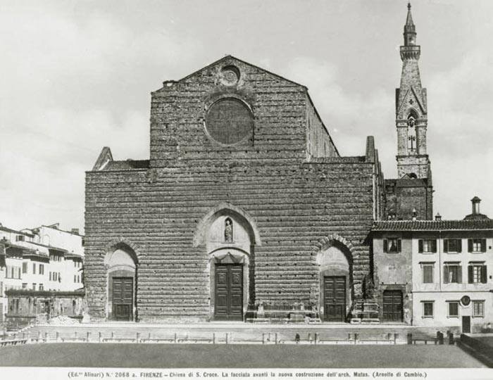 Firenze, facciata della Chiesa di Santa Croce alla metà dell'Ottocento